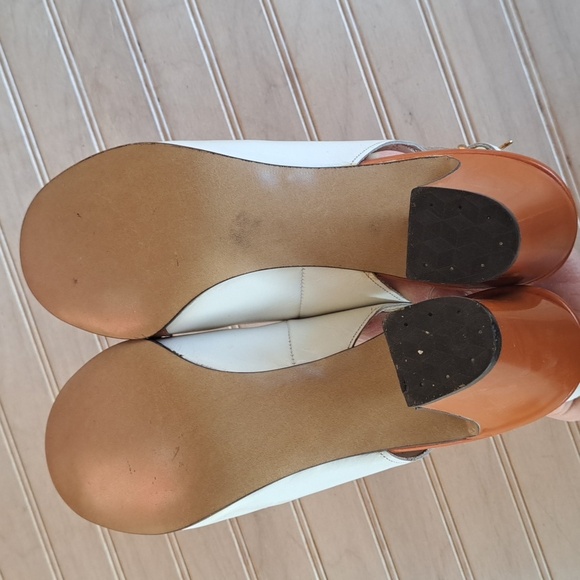 Marcia Hill Vintage Retro 60s 70s Two Tone Open Toe Sling Back Short Heels - Picture 7 of 8